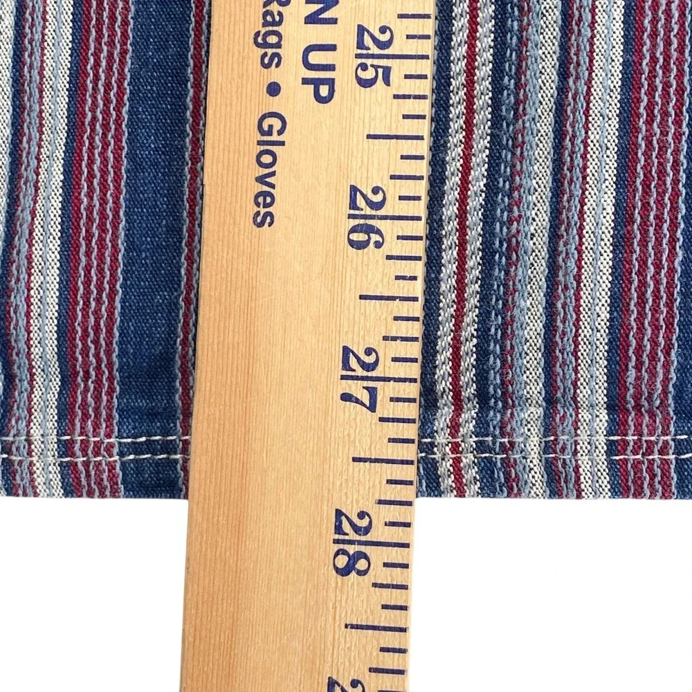 Levi's Western  Shirt Large LS Striped Blue Gray Red White
